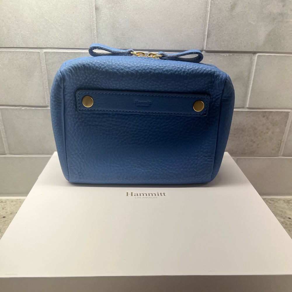 Hammitt Powers Medium Skylight Blue w/Brushed Gold Zippered Case, NWOT